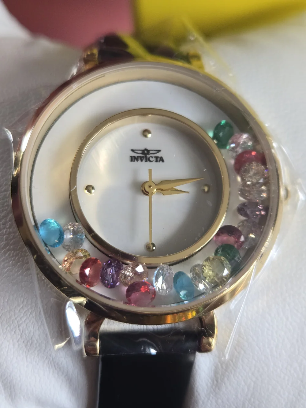 70344 Invicta Celestial Lady 33mm Gold Tone Floating Crystals SD-006 Quartz